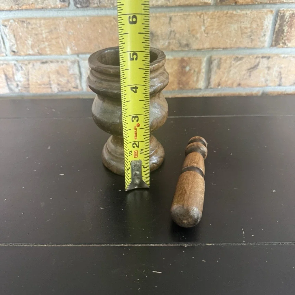 Vintage Hand Carved Wooden Mortar‎ & Pestle Rustic Primitive Farmhouse Decor